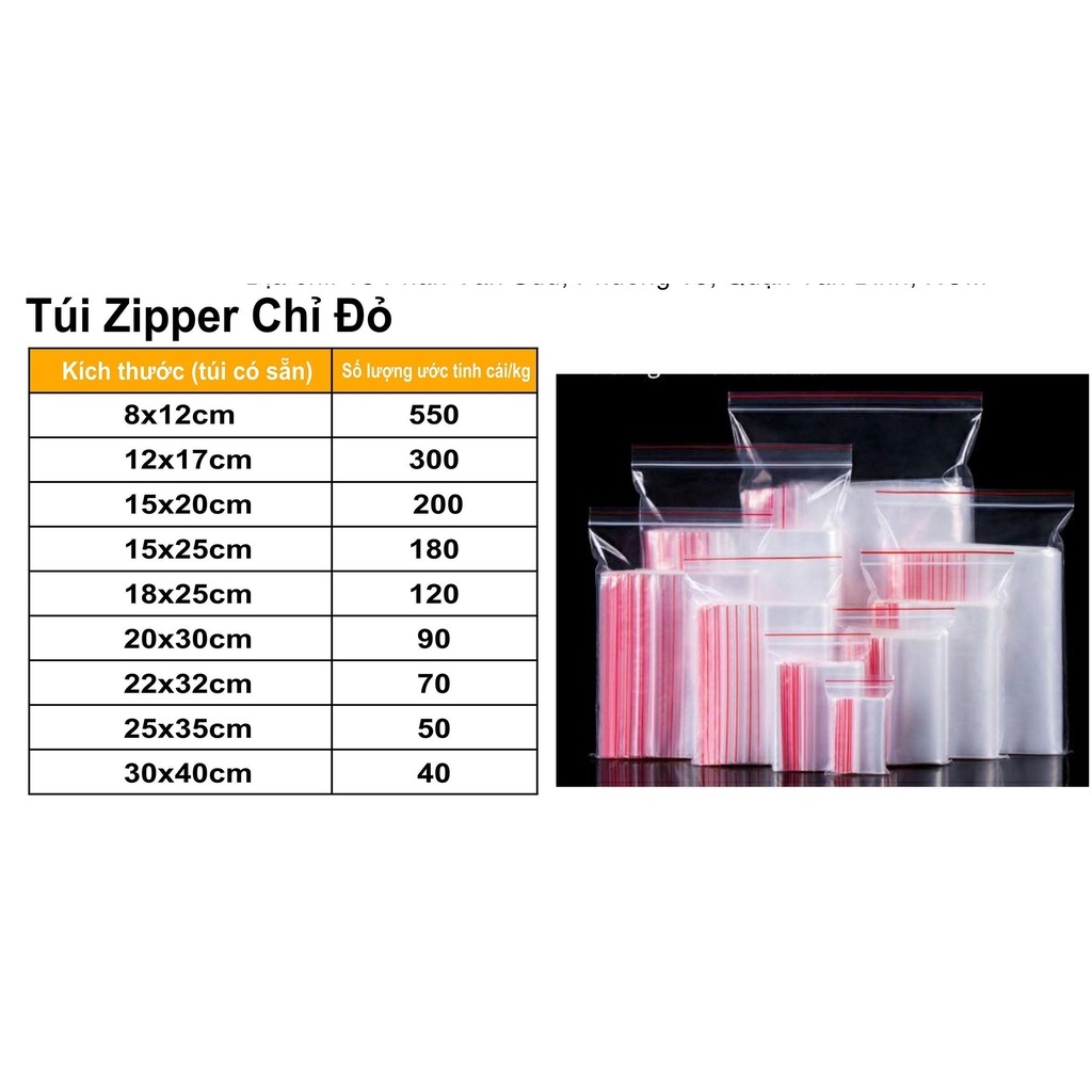 Túi zip nhiều size