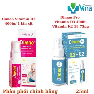 Dimao - Vitamin D3 Dạng Xịt 400IU, Hàng Nhập Khẩu Châu Âu, Hương Dâu, Hiệu Quả Và Hấp Thu Tốt (mẫu mới)