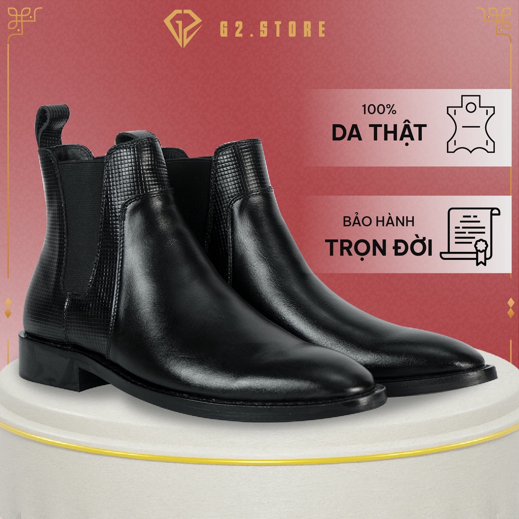 Chelsea boots G2 kiểu boot cao cổ từ da cao cấp đế gỗ khâu chắc chắn, Giày boot nam dáng giày tây chelsea boot nam