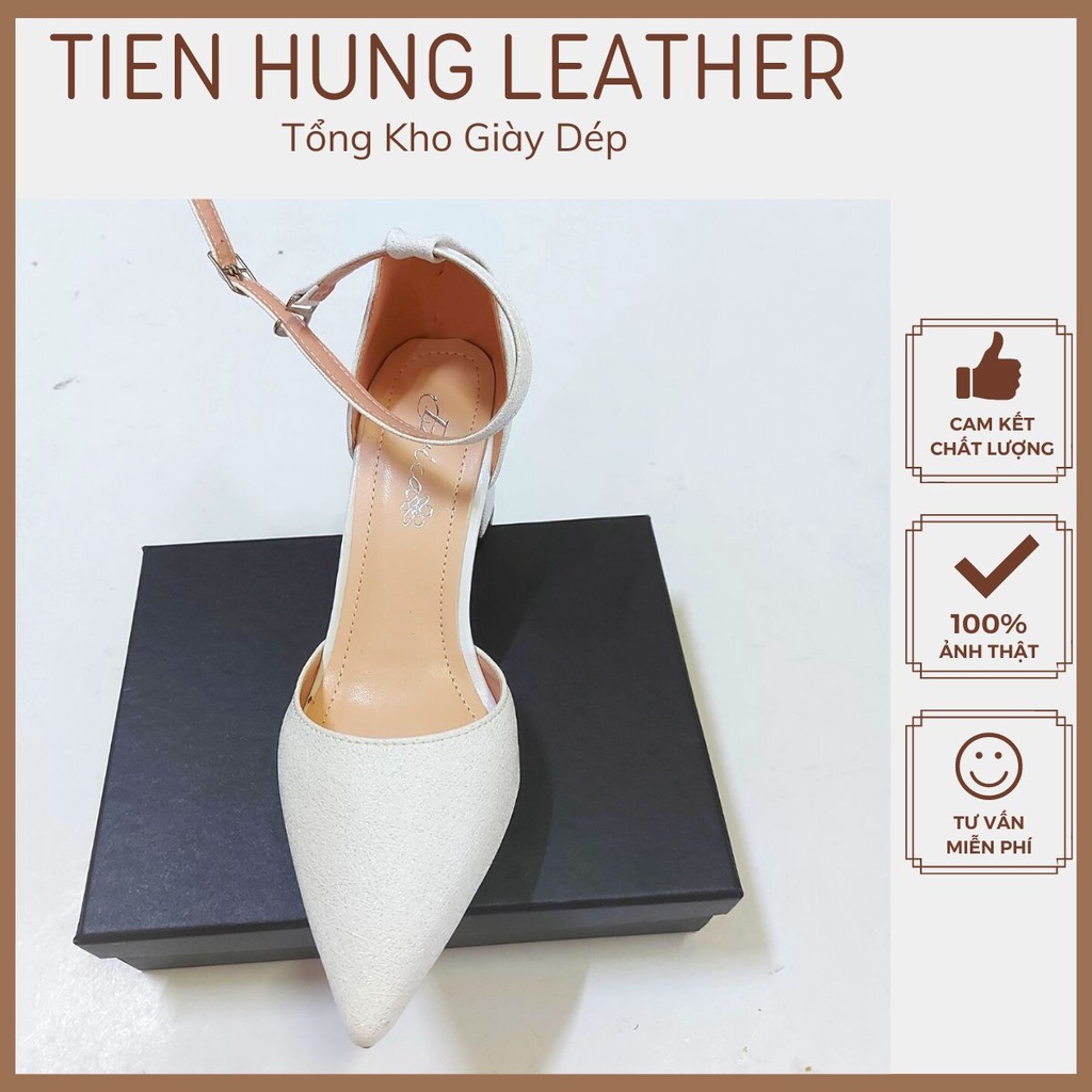 Giày cao gót nữ mũi nhọn gót vuông, dép thời trang Tiến Hùng TH2002