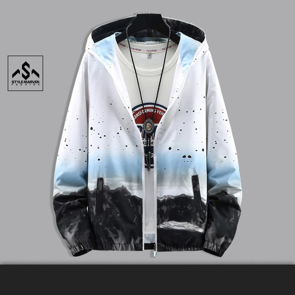 Áo khoác nam mỏng thu đông STYLEMARVEN thiết kế mũ trùm in hình phong cảnh độc lạ - AO KHOAC NAM 131 *