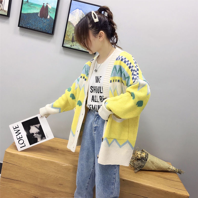 Áo Khoác Len Tay Dài Màu Sắc Tương Phản Thời Trang Cho Nữ