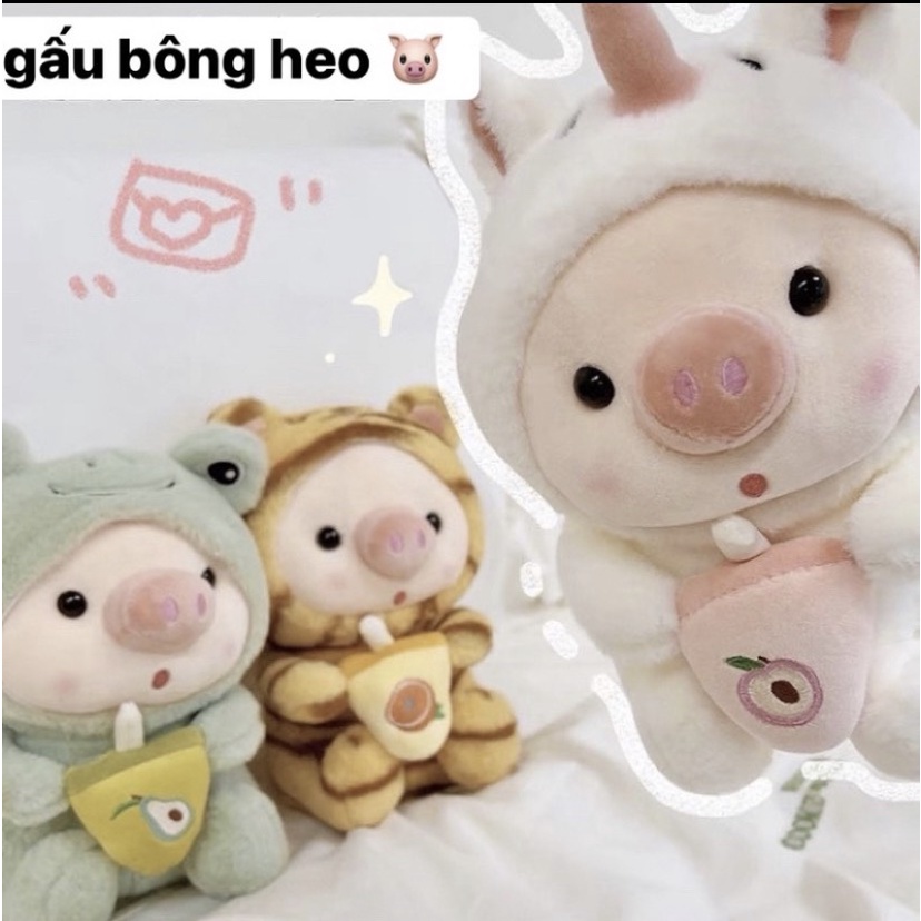 𝐇𝐎𝐓💥 Thú bông heo ôm uống trà sữa siêu đáng yêu 💥Gấu bông nhập ngoại