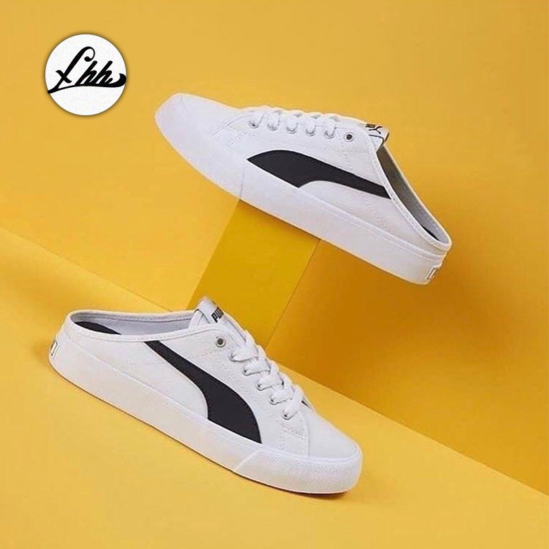 Puma Bari Mule 371318 Giày Sneaker Vải Canvas 2 Màu Trắng Đen Tùy Chọn 01 02