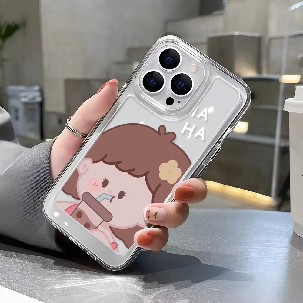 Ốp Điện Thoại Trong Suốt Hình Trà Sữa Cho iphone 14ProMax 14Plus 13 11 12 7Plus X XR XS Max 8 7