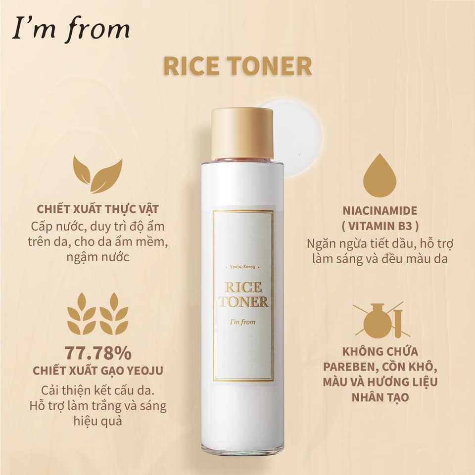 Nước Hoa Hồng Dưỡng Sáng Da Gạo Tươi I'm From Rice Toner