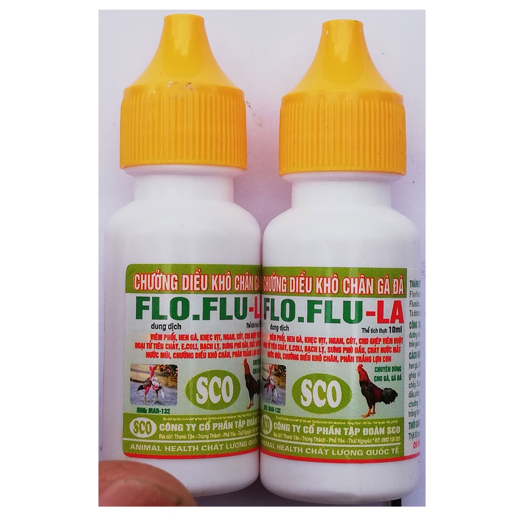 1 lọ FLO-FLU-LA 10ml Chuyên dùng cho gà đá mắc viêm phổi, hen, CRD, viêm ruột, chướng diều khô chân, phân trắng