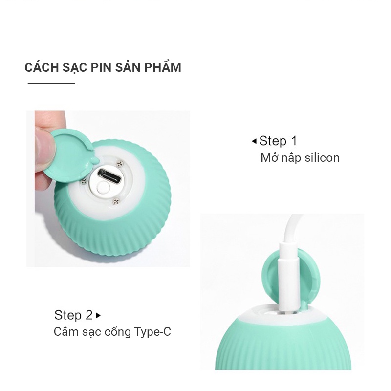 Bóng đồ chơi thú cưng cho chó, mèo tự động lăn có đèn led phát sáng thu hút đuổi bắt