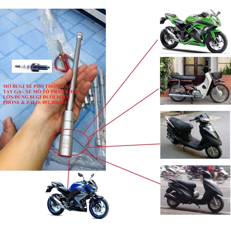 🛠 Tuýp mở bugi chuyên dụng thép CR-V dành cho xe máy, xe mô tô, xe hơi