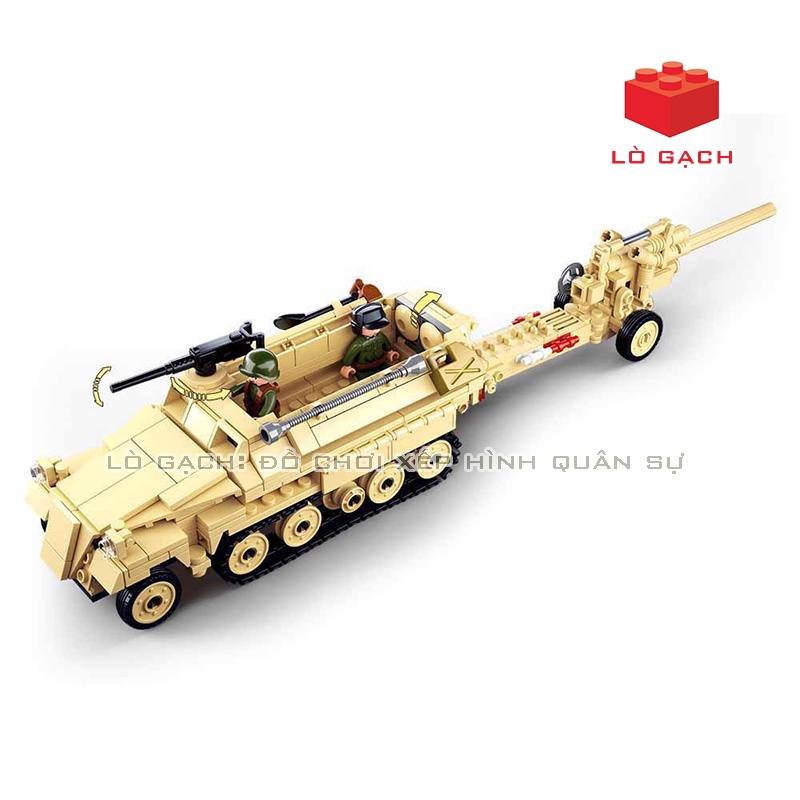 Bộ xếp hình 2 trong 1 Xe bọc thép chở quân Sd.Kfz.251 Hanomags & Pháo 150 mm K-18 Quân đội Đức WW2 406 chi tiết