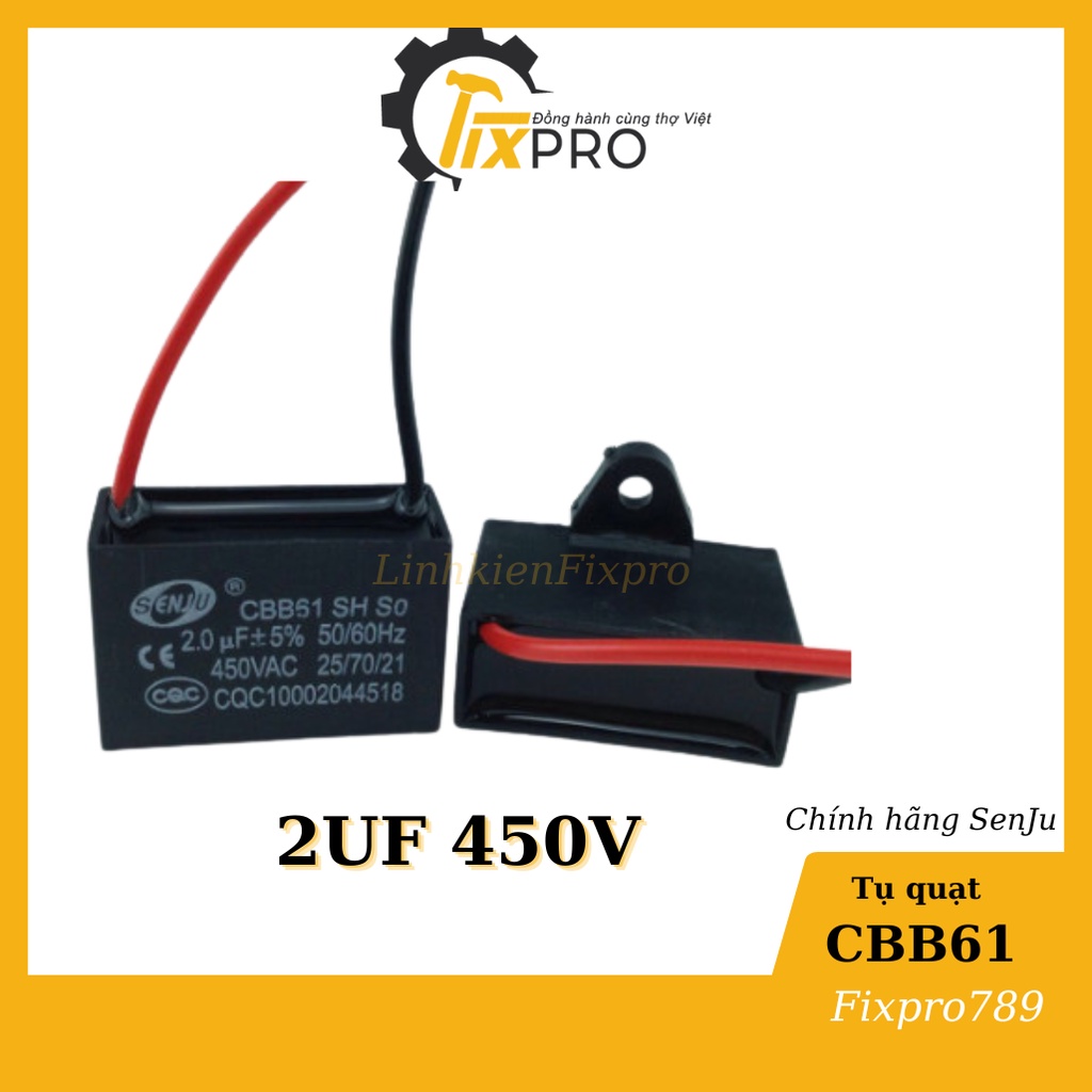 Tụ quạt 1uF-10uF dây chính hãng SENJU, JCCONs CBB61 loại xịn
