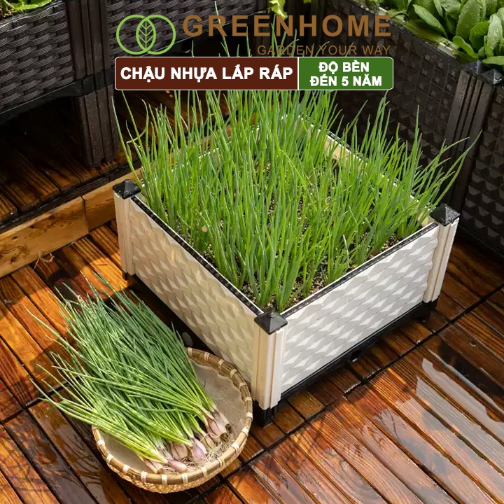 Chậu nhựa lắp ráp Greenhome, nhiều kích thước lựa chọn trồng hoa hồng, cây leo, rau, củ, quả, độ bền 5 năm