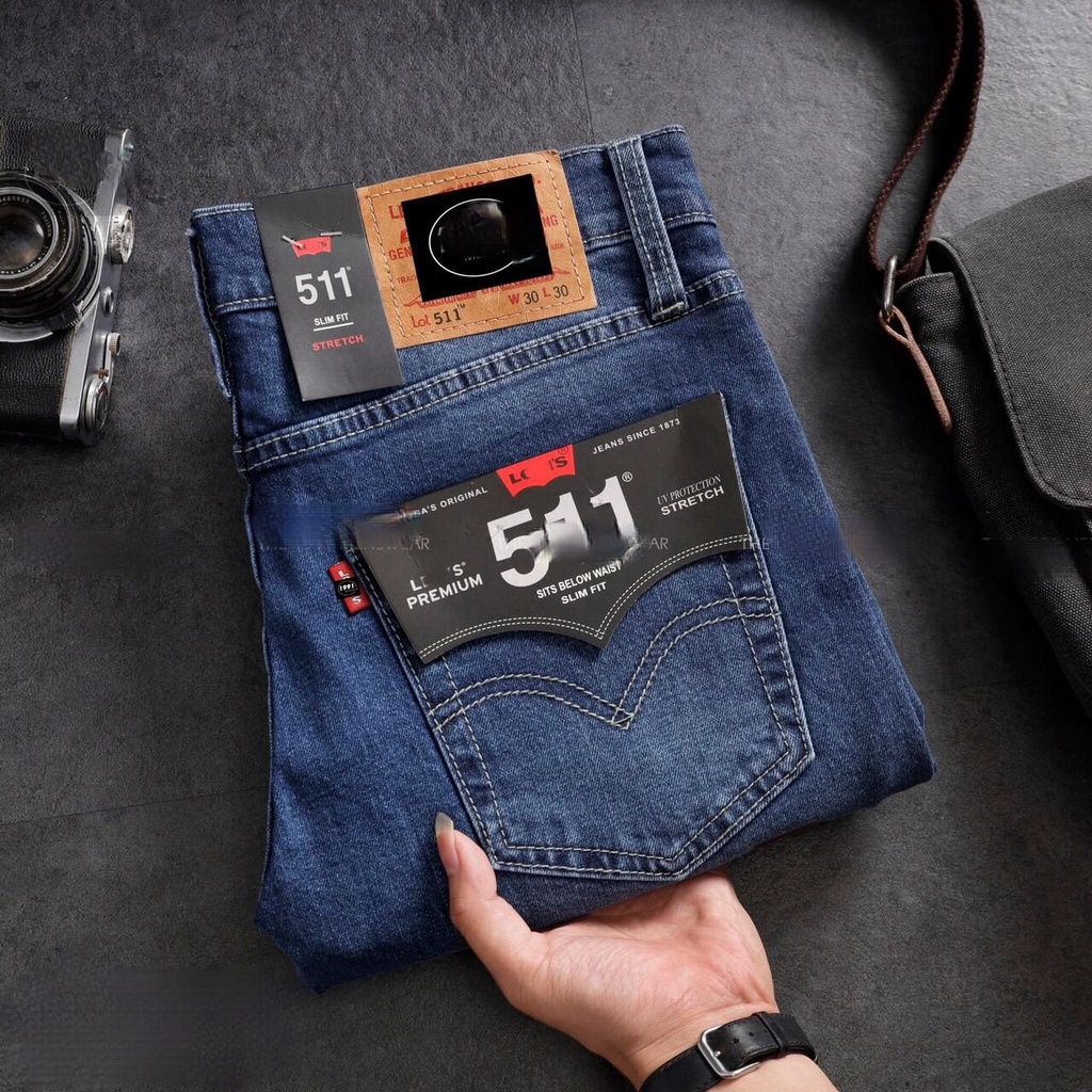 Quần jean nam ống đứng màu xanh- Haian jean- jeans co giản