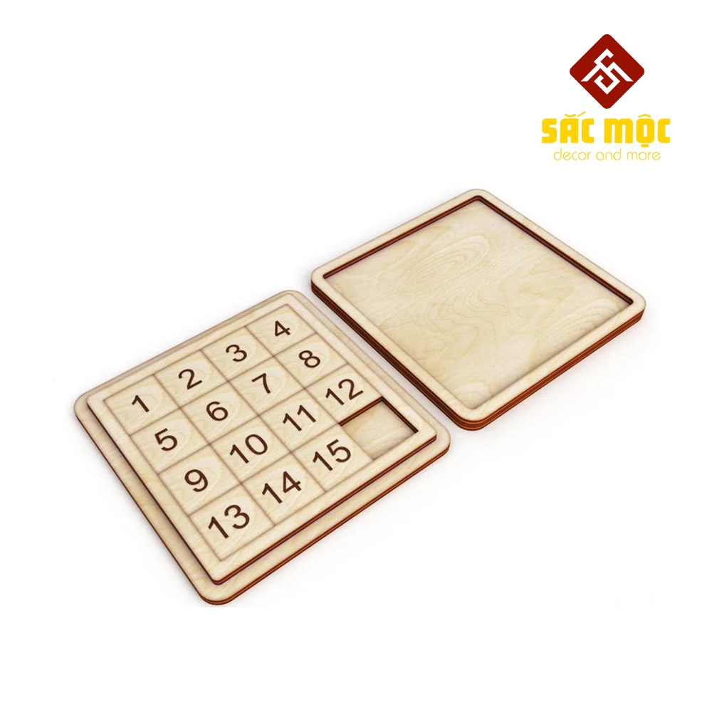 Đồ chơi #3 bảng gỗ trượt ghép số thông minh luyện tư duy logic cho bé Size 120*120*6 mm