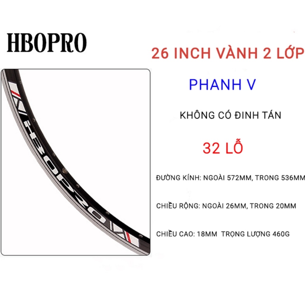 VÀNH  XE ĐẠP HBOPRO 26INCH