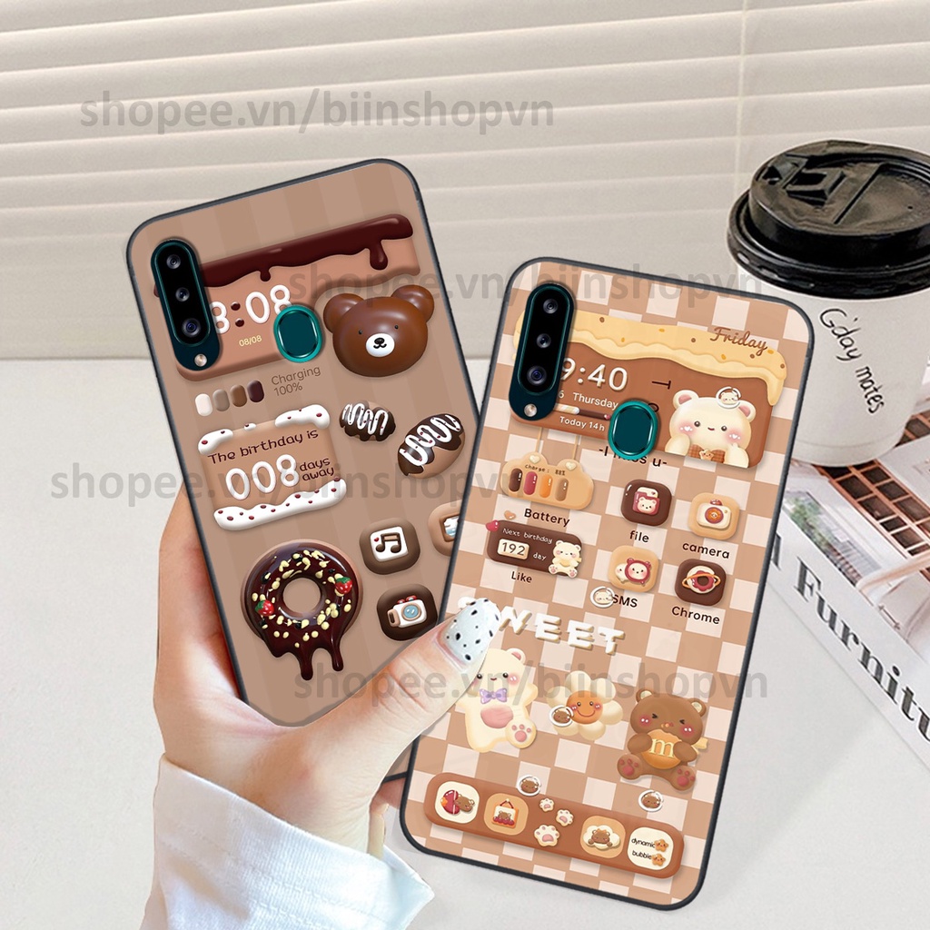 Ốp Samsung A20s in hình gấu chocolate kẹo ngọt siêu đẹp siêu xinh