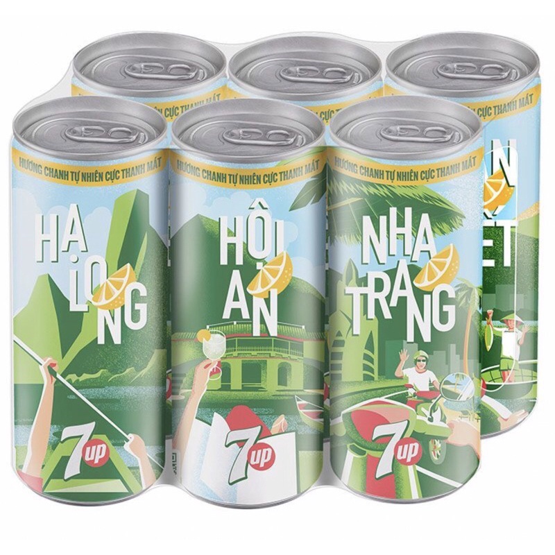 Lốc 6 Lon Nước Ngọt Có Gaz 7Up 320ml/Lon