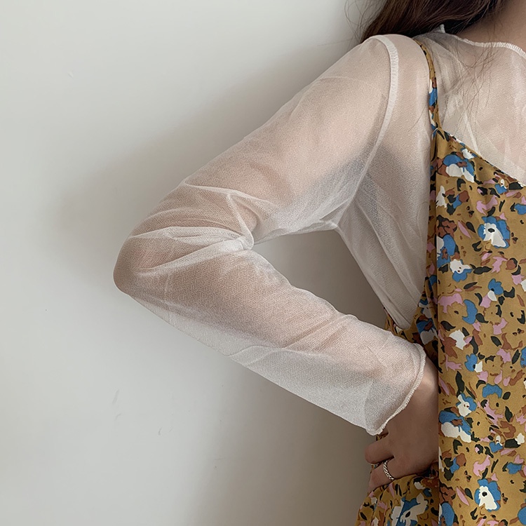 Áo lưới xuyên thấu tay dài cổ tròn thời trang cho nữ MS59