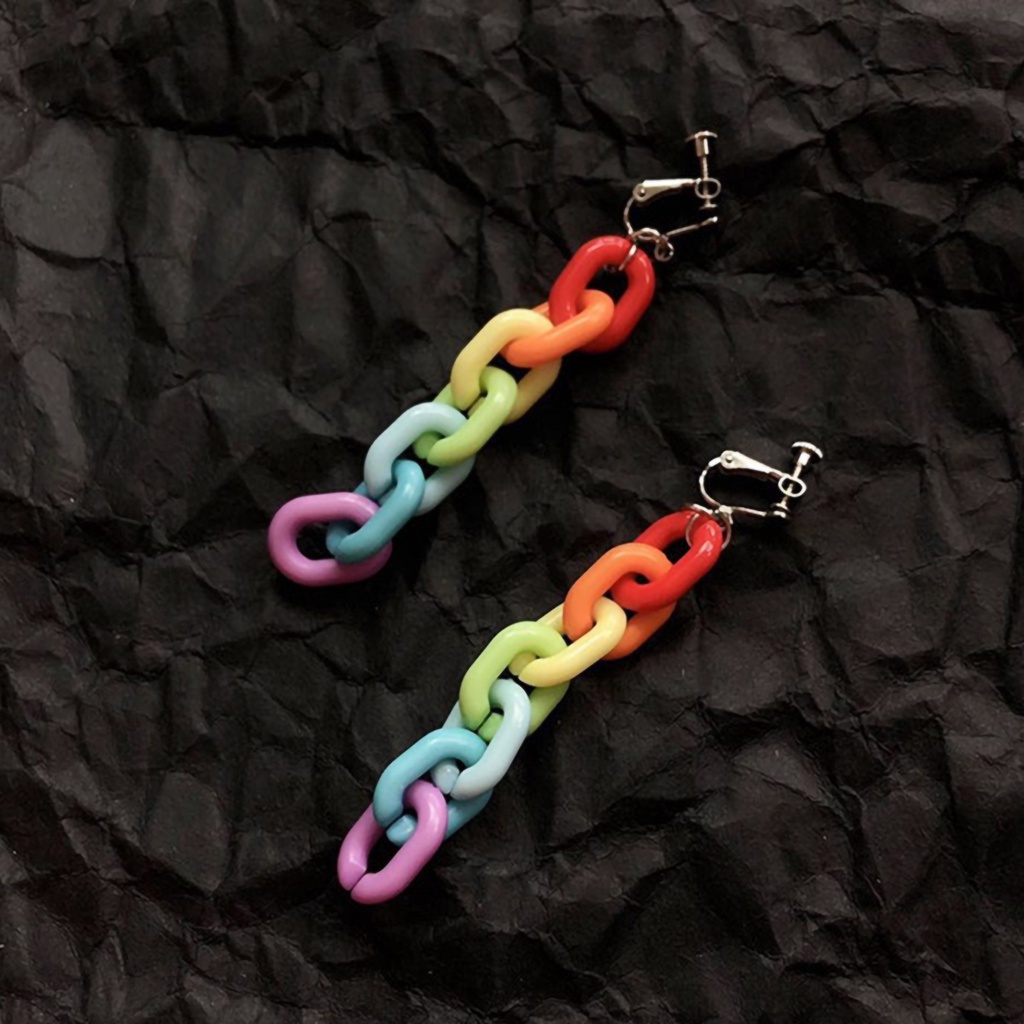 Khuyên Tai Dáng Dài Màu Sắc Cầu Vồng Thời Trang