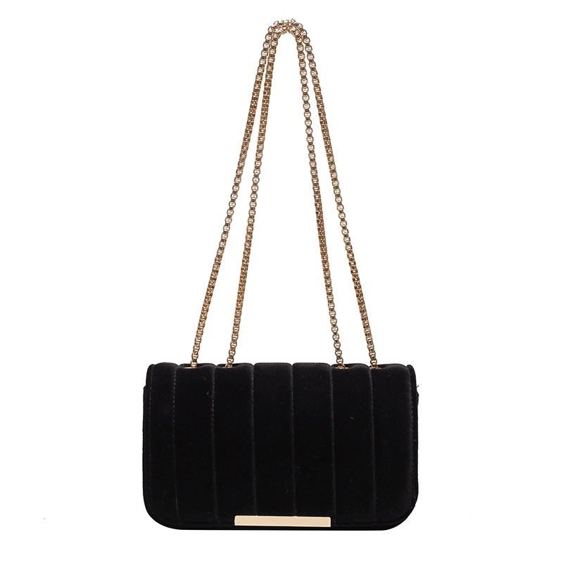 Túi Xách Đeo Vai Hình Vuông Chất Nhung Phối Dây Xích Thời Trang Mùa Thu 2022 Cho Nữ