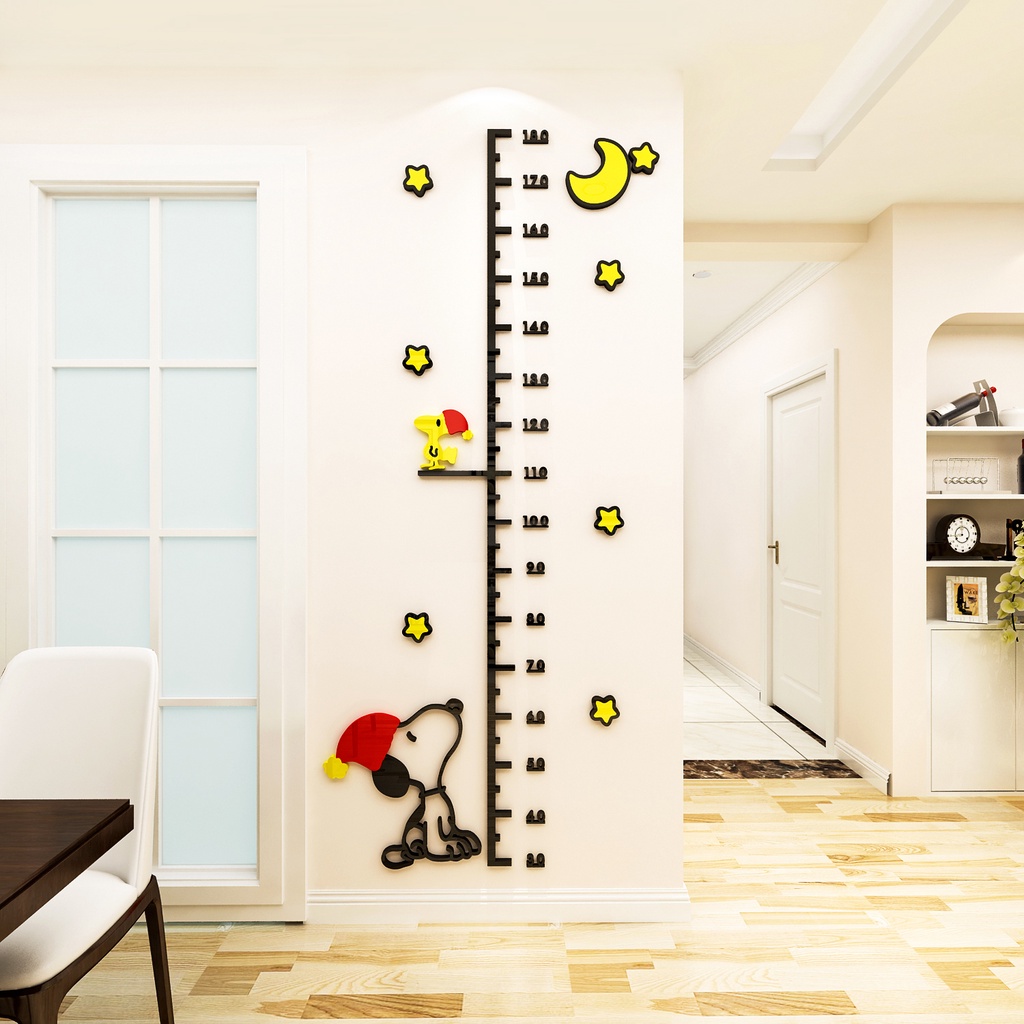 có thể chọn được!Thước Đo Chiều Cao Dán Tường 3D Bằng Acrylic Chống Nước Hình Snoopy Đo Chiều Cao Trang Trí Phòng Ngủ / Nhà Trẻ