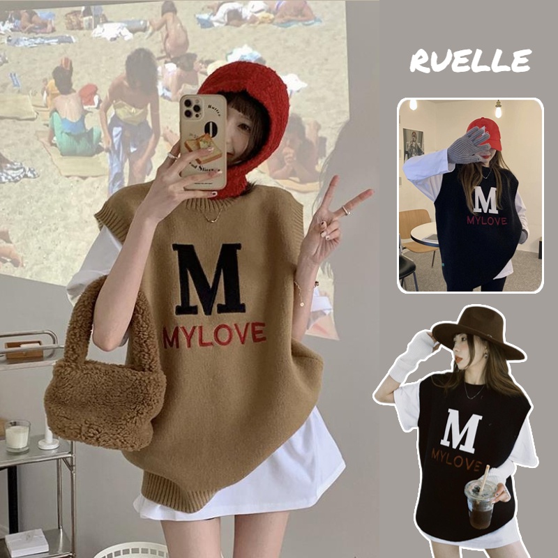 Áo Dệt Kim Sát Nách Dáng Rộng In Chữ Thiết Kế Mới Thời Trang Theo Phong Cách Hàn Quốc