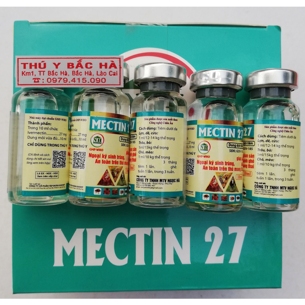 MECTIN 27 lọ 10ml Chuyên dùng cho gia súc, trâu, bò, lợn, chó, mèo, thỏ