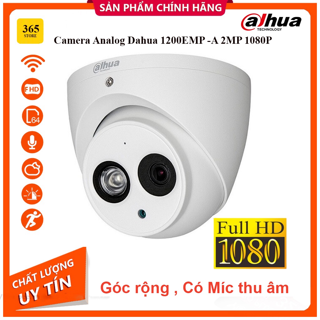Camera an ninh Dahua DH-HAC-HDW1200EMP-A-S4 có sẵn micro ,chống ngược sáng,hình ảnh sắc nét,chống thấm nước- BH 24TH