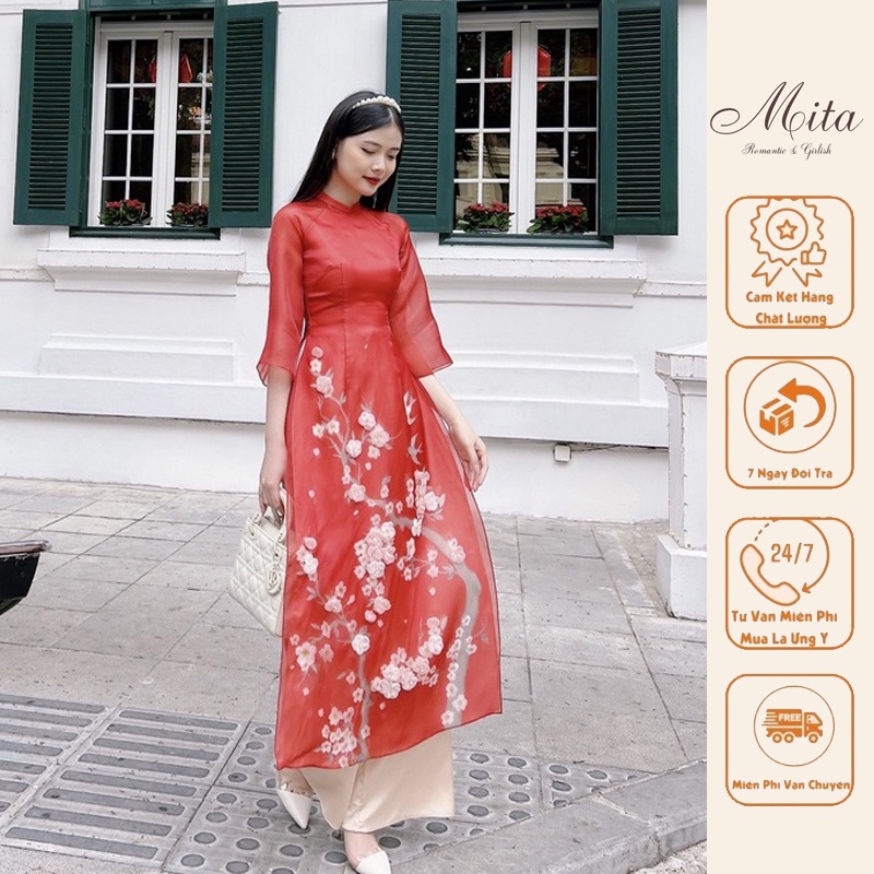 Mita Boutique - Áo Dài Cách Tân Thiên Hy Đỏ Mita -MIAD0017