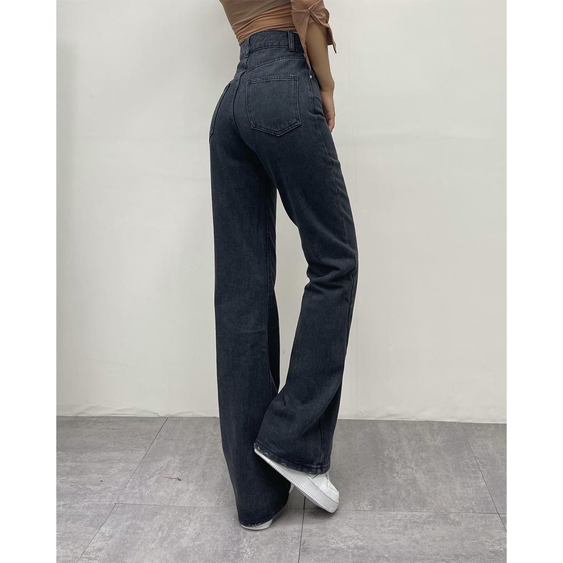 Quần Jeans Ống Loe Rộng Lưng Cao Thời Trang Mùa Thu 2022 Dành Cho Nữ