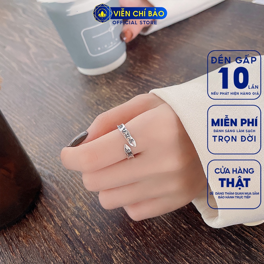 Nhẫn bạc nữ omani padme hum bản chéo hở chất liệu bạc 925 thời trang phụ kiện trang sức Viễn Chí Bảo N000600