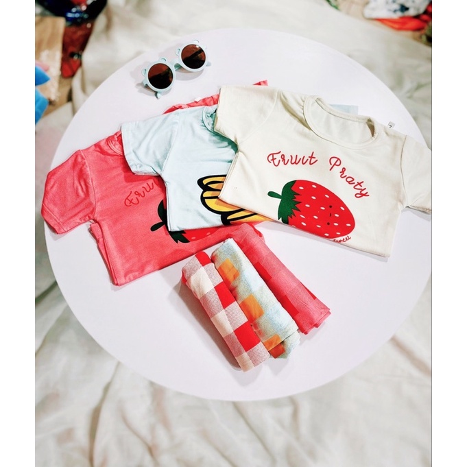 Set hè cộc tay ,chất thun lạnh siêu mềm siêu mát , mẫu hoa quả cho bé