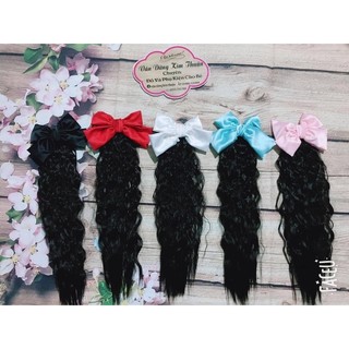 Kẹp tóc giả xù cho bé gái kèm nơ
