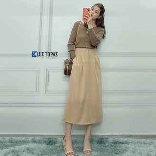 Áo len basic tay dài cổ tròn cài nút