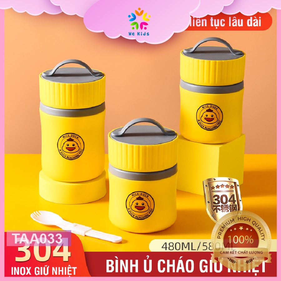 Bình Ủ Cháo Cho Bé Nice Inox 304 Nhựa Pp An Toàn Không Biến Dạng Rỉ Sét - TAA033