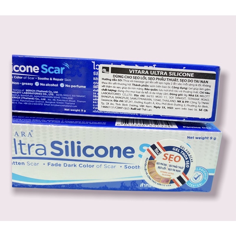 Vitara Ultra Silicone Kem Thoa Sẹo Lồi, Sẹo Mổ, Sẹo Do Tai Nạn Tuýp 9g