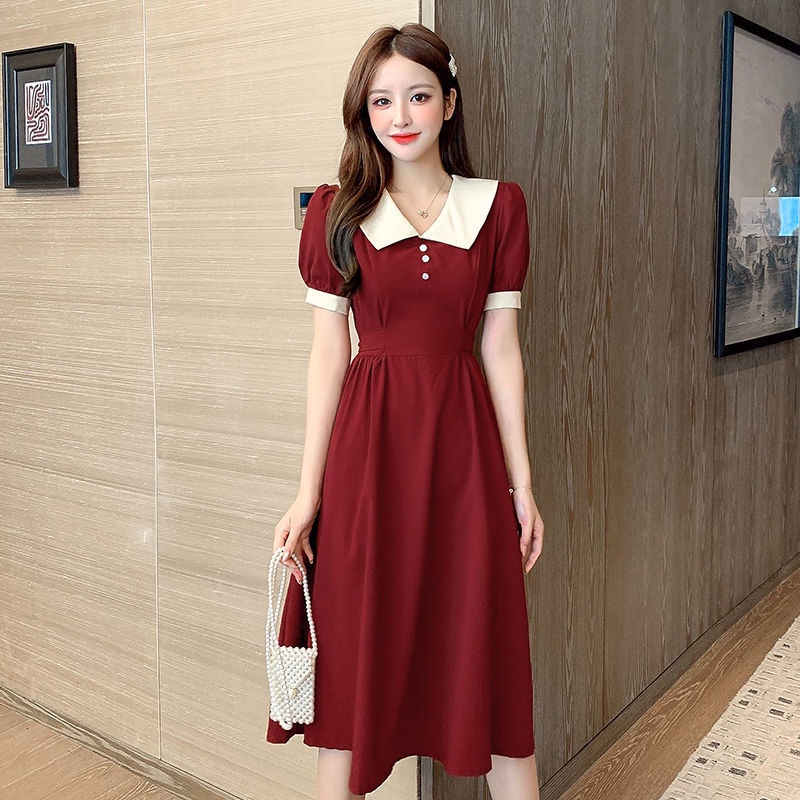 Váy babydoll Đầm Dáng Dài Cổ Búp Bê Thời Trang Mùa Hè 2022 Cho Nữ