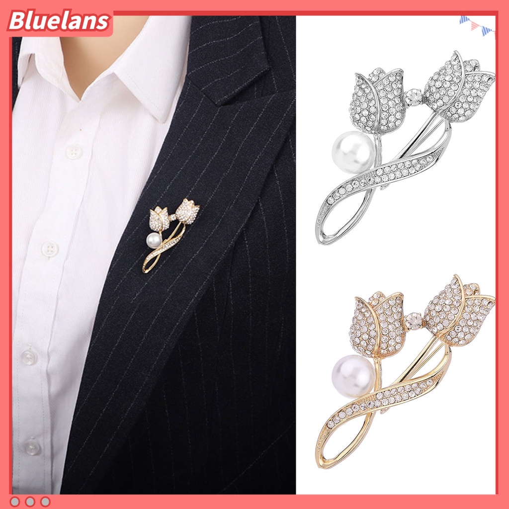 Ghim Cài Áo Hình Hoa Tulip Đính Ngọc Trai Nhân Tạo Thời Trang 48h