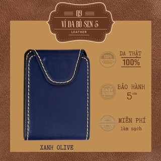 Ví da nam Q9 LEATHER Ví Sen 5 da bò thật cao cấp Màu Xanh Navy