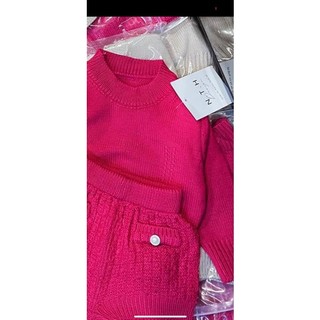 Bộ len dệt 2 cúc ngọc bé gái