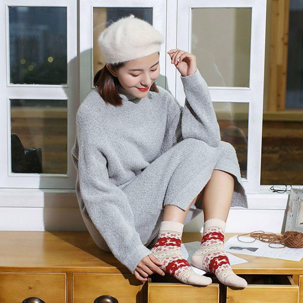 Vớ Len Giữ Ấm Mùa Đông In Họa Tiết Hươu Cho Nam &amp;