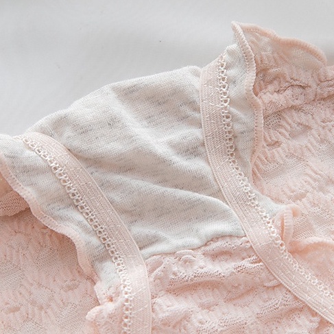 Quần Lót Nữ Họa Tiết Nơ - Quần Lót Ren, Cạp Vừa Viền Lượn Sóng Kháng Khuẩn  AMY BRA L2832