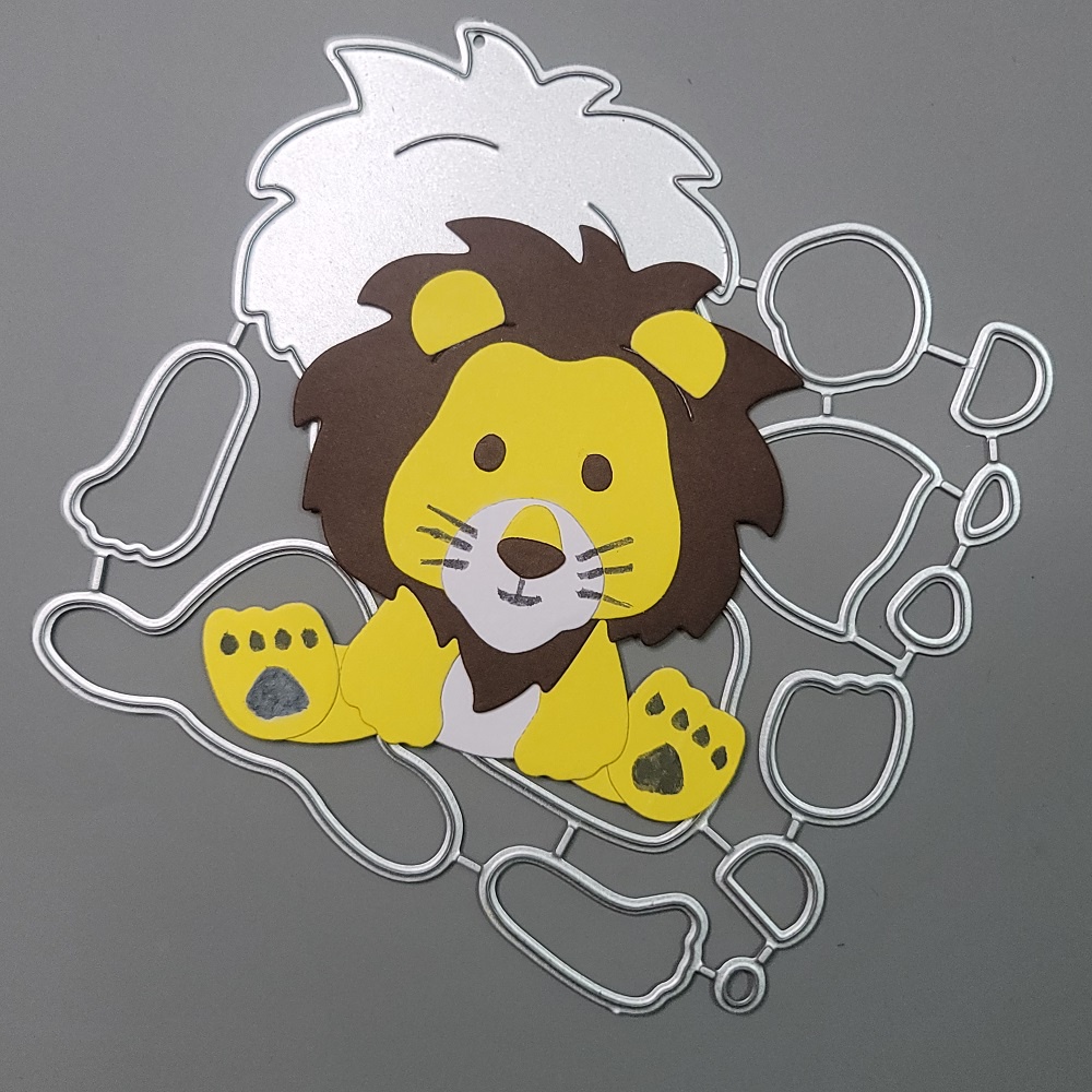 Sư Tử Cắt Kim Loại Chết Giấy Dập Nổi Stencil Thêu Sò Thiệp Chúc Mừng DIY Thủ Công Chết Cắt Động Vật