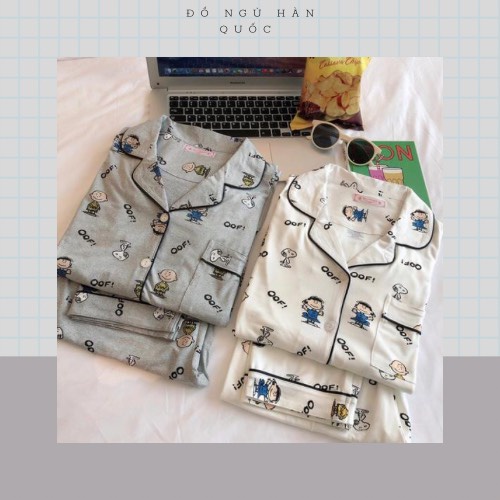 Đồ ngủ thu đông họa tiết dễ thương, bộ ngủ Pijama phong cách Hàn Quốc dài tay