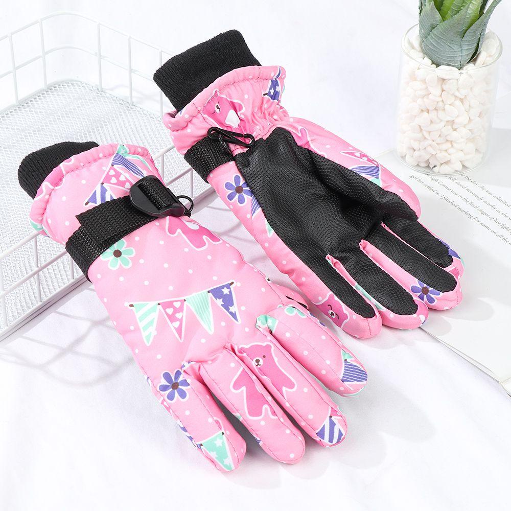1 Đôi Găng Tay Trượt Tuyết Chống Thấm Nước Họa Tiết Hoạt Hình Dành Cho Bé