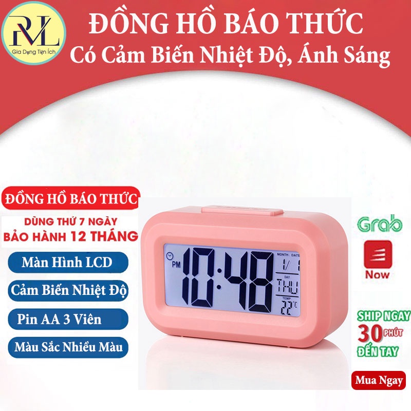 Đồng Hồ Để Bàn Báo Thức Điện Tử Mini - Có Cảm Biến Nhiệt Độ Ánh Sáng Trong Phòng Đa Chức Năng VER 1 Luck House