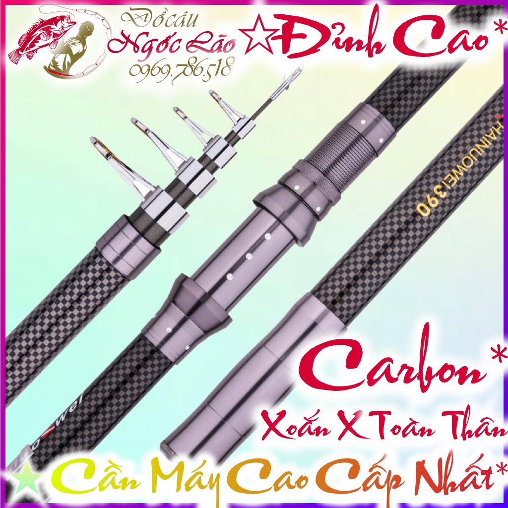 Cần câu máy Rút Gọn CAO CẤP - SIÊU CARBON 100% ☆ SIÊU KHỎE - SIÊU BỀN ☆ Câu iso, lăng xê, lure, lục, rê...