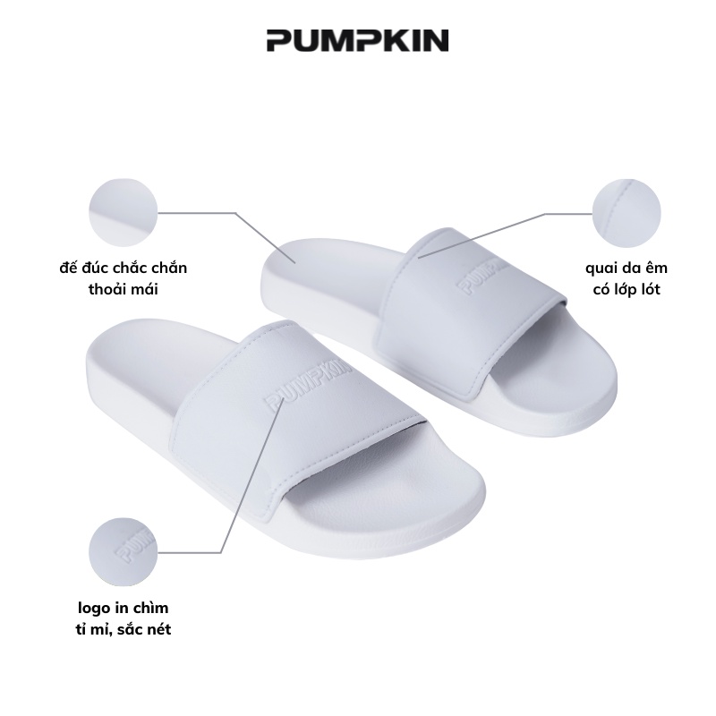 Dép quai ngang pumpkin in chìm logo cho nam và nữ chất liệu cao su phong cách Local Brand - in chìm