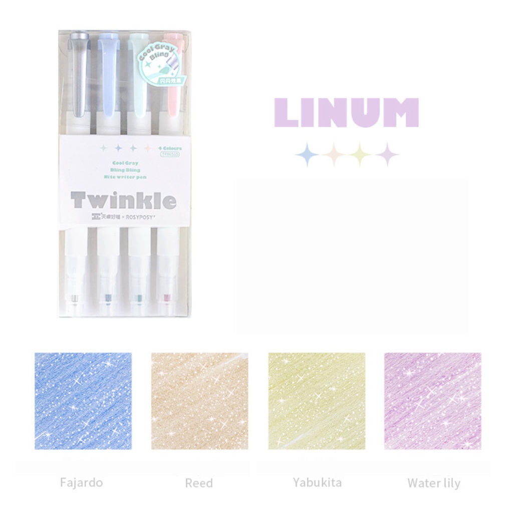 (Có bán lẻ) Bút Highlight TWINKLE Nhũ Lấp Lánh 2 Đầu Màu Pastel