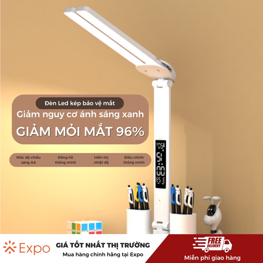 ĐÈN LED 2 ĐẦU QUAY 180 ĐỌ BẢO VỆ MẮT, ĐÈN LED BÀN HỌC CHỐNG ÁNH SÁNG XANH GIẢM MỜ MẮT